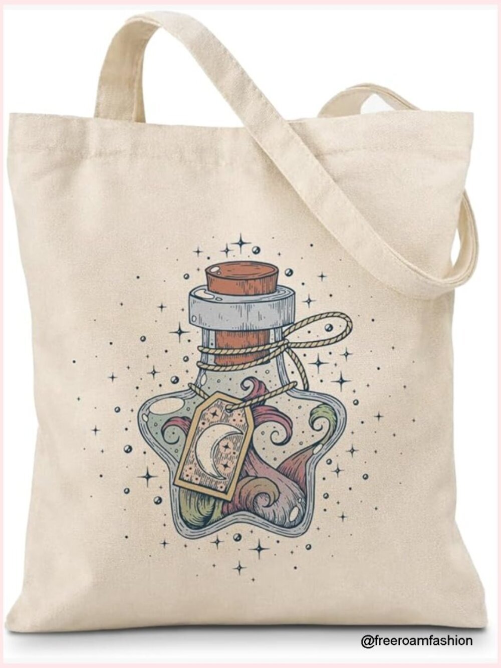 Medium Canvas Tote Bag, Waterproof, Weekender, Two-Sided Print, 15.7x11.8x15.7